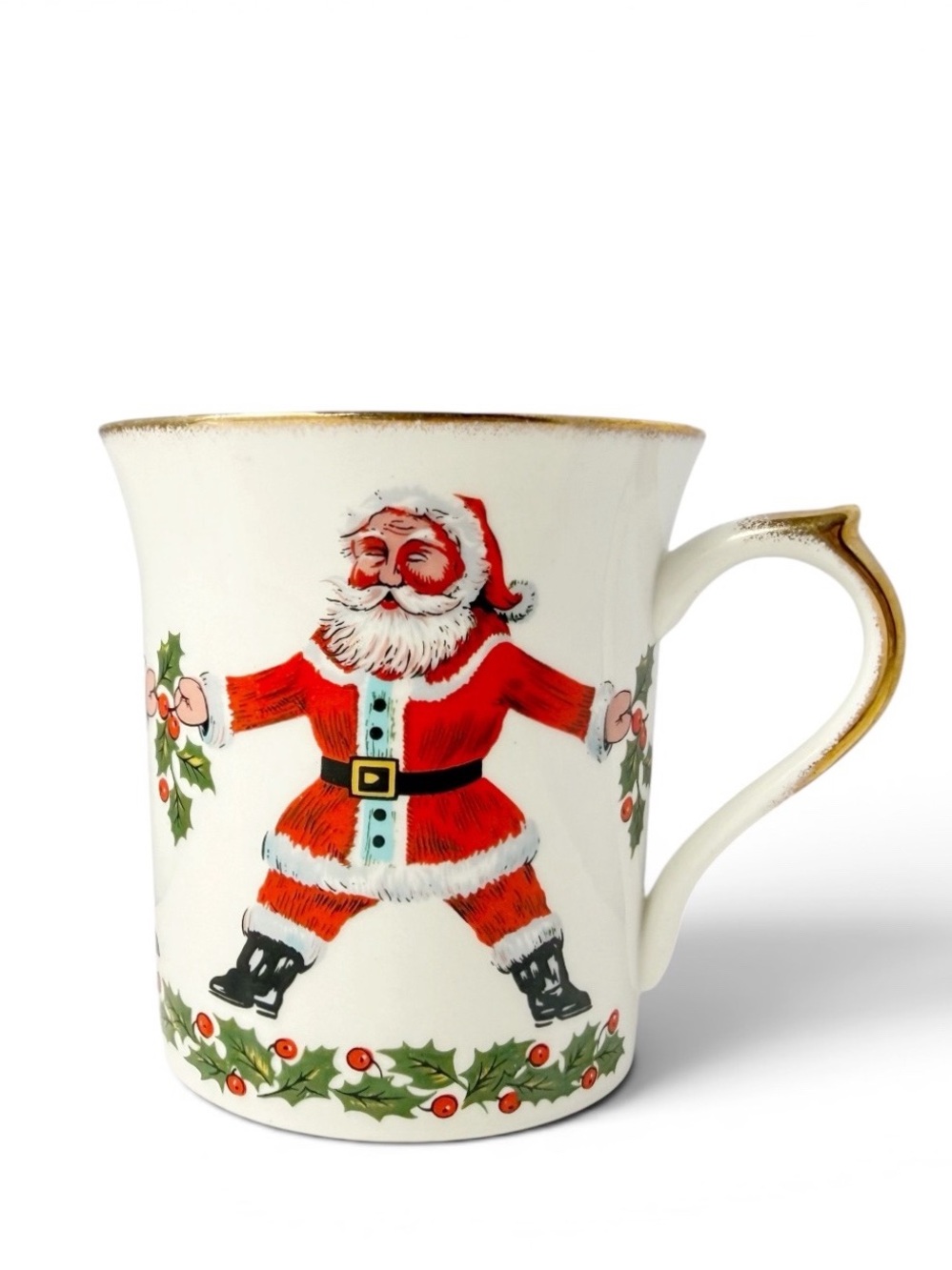 Vintage Queens Rosina Victorian Santa Claus Christmas Coffee Cup Tea Mug England